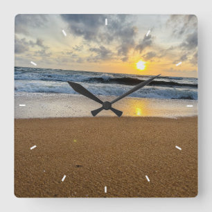 Rustic Monogram Farmhouse Custom Photo Personalize Square Wall Clock