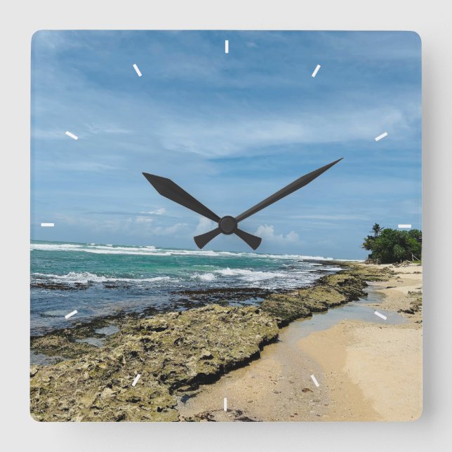 Rustic Monogram Farmhouse Custom  Square Wall Clock (Front)