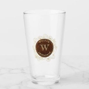 Rustic Monogram Groomsman Glass