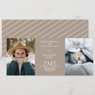 Rustic monogram Grullo holiday photo card