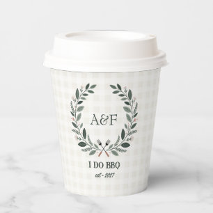 Rustic Monogram I Do BBQ Wedding Shower Paper Cups