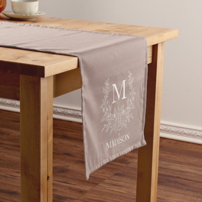 Rustic Monogram Initial Custom Family Name  Short Table Runner (In Situ)