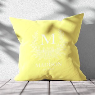 Rustic monogram Jasmine personalized initial Throw Pillow