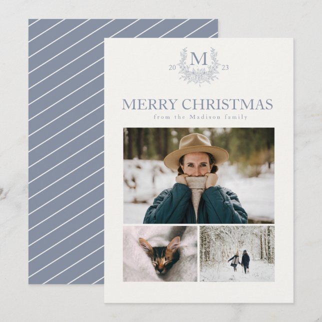 Rustic monogram Manatee personalized initial  Holiday Card (Front/Back)