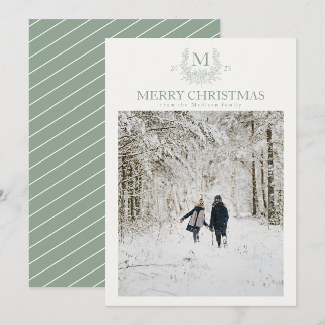 Rustic monogram Morning Sky personalized initial  Holiday Card (Front/Back)