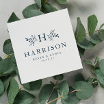 Rustic monogram navy blue wedding napkin<br><div class="desc">With branches surrounding your initial, this personalized napkin makes a great touch for a wedding reception, a rehearsal dinner or even an anniversary party. It's classic with a bit of a rustic twist. The text and branches are a rich navy blue background, but the colour can be changed by clicking...</div>