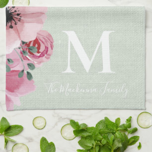 Rustic Monogram Personalized Family Name Farmhouse Kitchen Towel