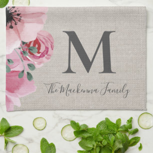 Rustic Monogram Personalized Family Name Farmhouse Kitchen Towel