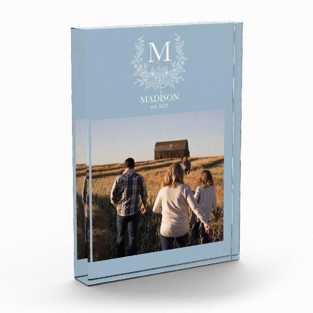 Rustic Monogram Personalized Initial Photo Block (Left)