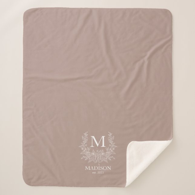 Rustic Monogram Personalized Initial  Sherpa Blanket (Front)