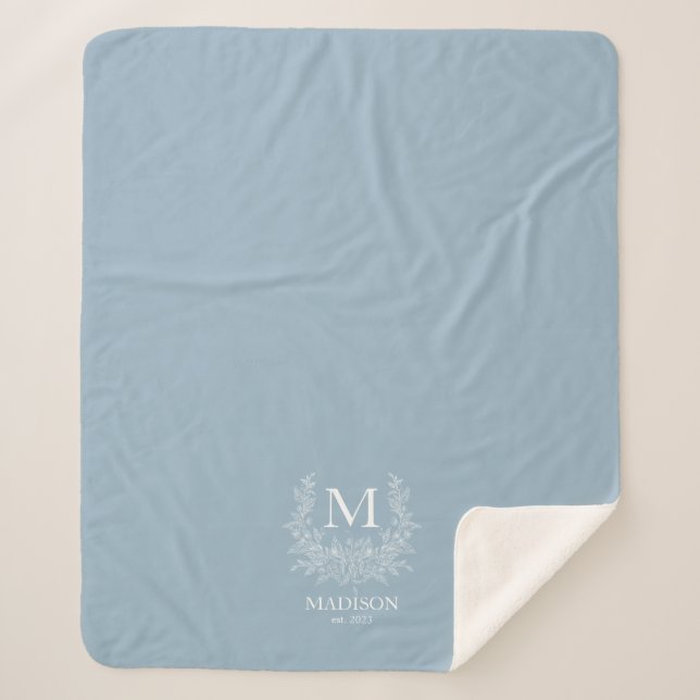 Rustic Monogram Personalized Initial  Sherpa Blanket (Front)
