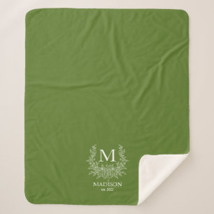 Rustic Monogram Personalized Initial Sherpa Blanket