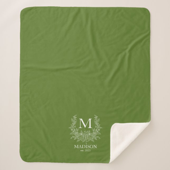 Rustic Monogram Personalized Initial  Sherpa Blanket (Front)