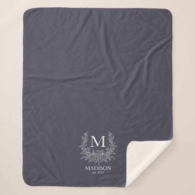 Rustic Monogram Personalized Initial  Sherpa Blanket (Front)