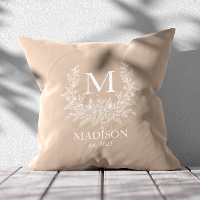Rustic Monogram Personalized Initial Throw Pillow (Creator Uploaded)