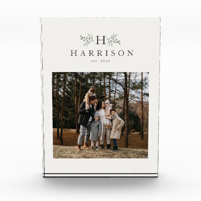 Rustic monogram personalized photo block (Front)
