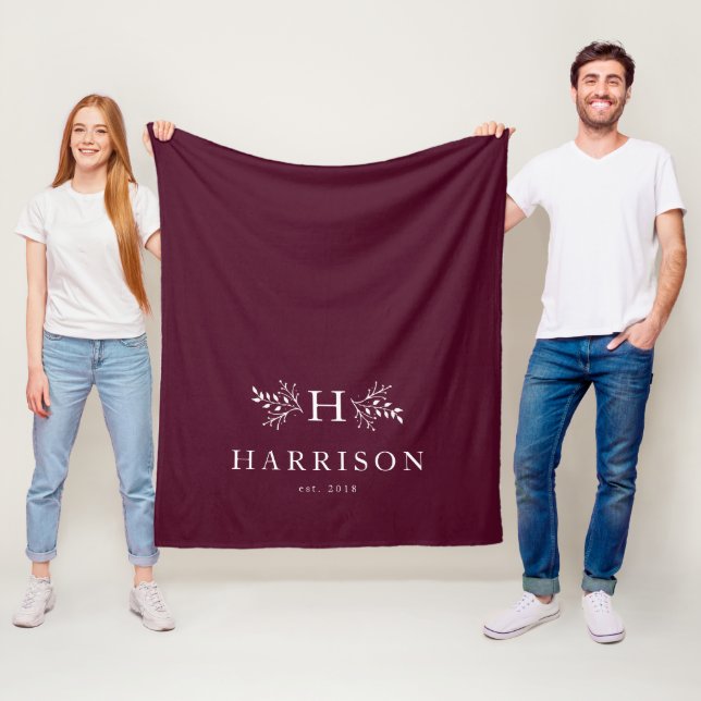 Rustic monogram plum newlywed blanket (In Situ)