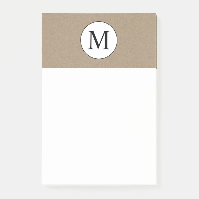 Rustic Monogram Post it Notes (Front)