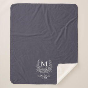 Rustic monogram Quartz Grey personalized initial  Sherpa Blanket