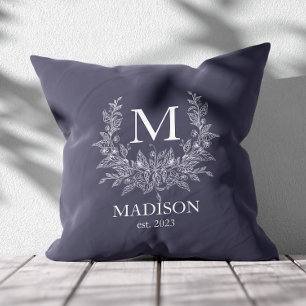 Rustic monogram Quartz Grey personalized initial  Throw Pillow