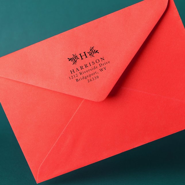 Rustic monogram return address self-inking stamp (Creator Uploaded)