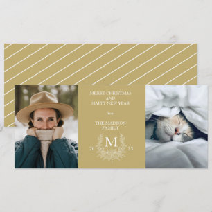 Rustic monogram Sand holiday photo card