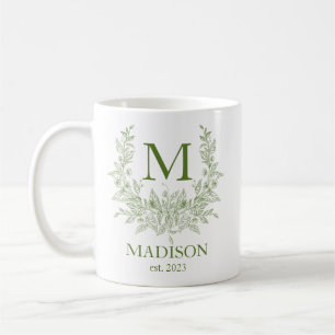 Rustic monogram Sap Green personalized initial  Coffee Mug