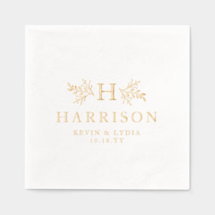 Rustic monogram simple elegant name wedding foil napkins