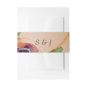 Rustic Monogram Terracotta Brown Floral Wedding  Invitation Belly Band
