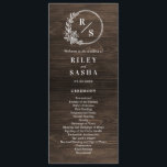 Rustic Monogram Wedding Ceremony Flat Program<br><div class="desc">Simply elegant programs that are perfect for sharing important details of your special day with your guests. Visit our website at berryberrysweet.com for stylish stationery designs and personalized gifts!</div>