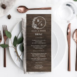 Rustic Monogram Wedding Menu Card<br><div class="desc">Stylish menu card by © berryberrysweet . Printable digital files and matching items are available! Visit our website at berryberrysweet.com for stylish stationery designs and personalized gifts.</div>