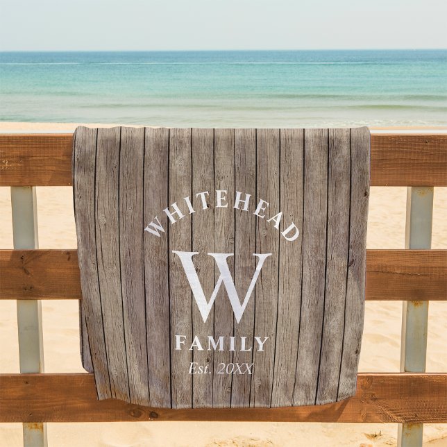 Rustic Monogram Wood Beach Towel (Creator Uploaded)