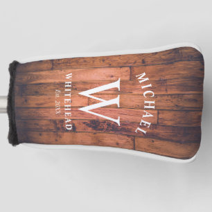Rustic Monogram Wood Golf Head Cover
