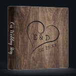 Rustic Monogram Wood Heart Wedding Album Binder<br><div class="desc">Rustic Monogram Wood Heart Wedding Album Wedding Album.</div>