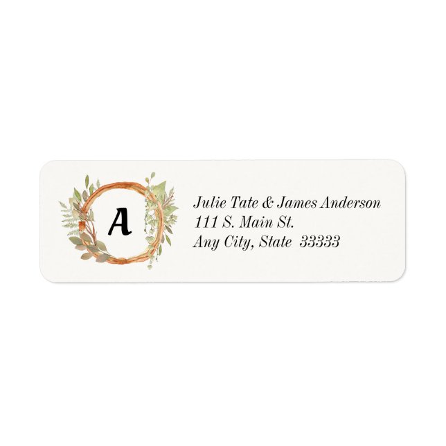 Rustic Monogram wood tree Return Address Label (Front)