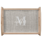 Rustic Monogrammed Family Name Wood Serving Tray