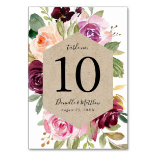 Rustic Moody Floral   Personalized Table Number