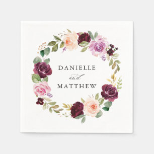 Rustic Moody Floral   Personalized Wedding Napkin