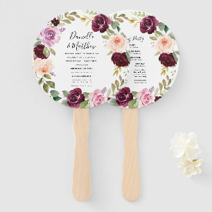 Rustic Moody Floral   Personalized Wedding Program Hand Fan