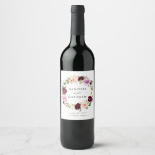 Rustic Moody Floral   Personalized Wedding Wine Label