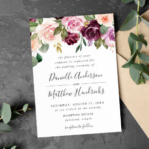 Rustic Moody Floral   Wedding Invitation
