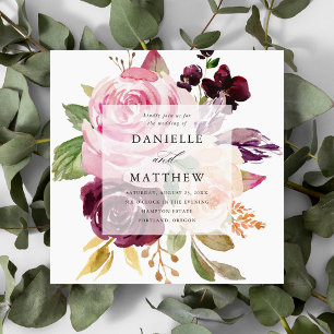 Rustic Moody Floral Wedding Invitation Square