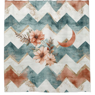 Rustic Moon Floral Chevron Earthy Pattern