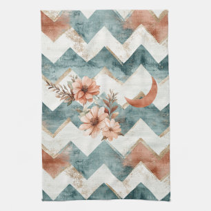 Rustic Moon Floral Chevron Earthy Pattern (1) Kitchen Towel