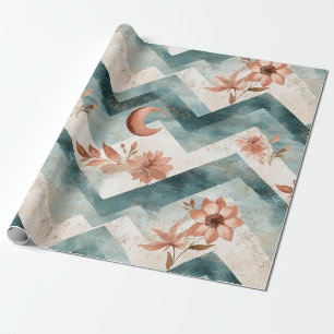 Rustic Moon Floral Chevron Earthy Pattern (2) Wrapping Paper