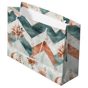 Rustic Moon Floral Chevron Earthy Pattern (3) Large Gift Bag