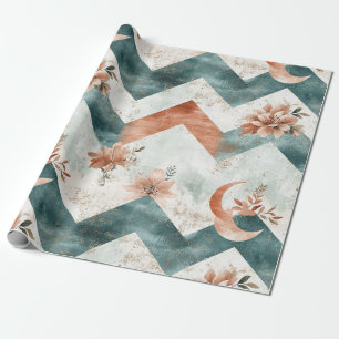 Rustic Moon Floral Chevron Earthy Pattern (3) Wrapping Paper