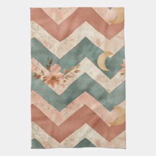 Rustic Moon Floral Chevron Earthy Pattern (6) Kitchen Towel