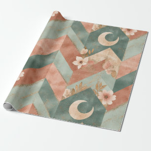 Rustic Moon Floral Chevron Earthy Pattern (7) Wrapping Paper