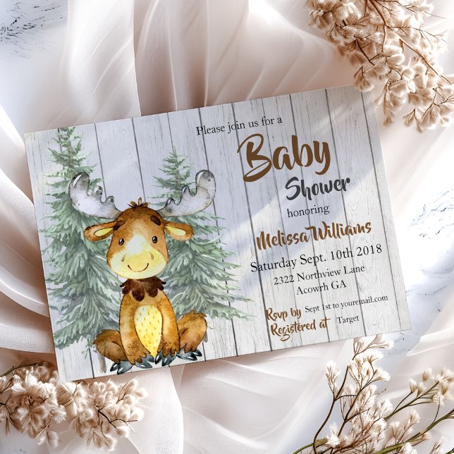 Rustic Moose Baby Shower Invitation (Creator Uploaded)